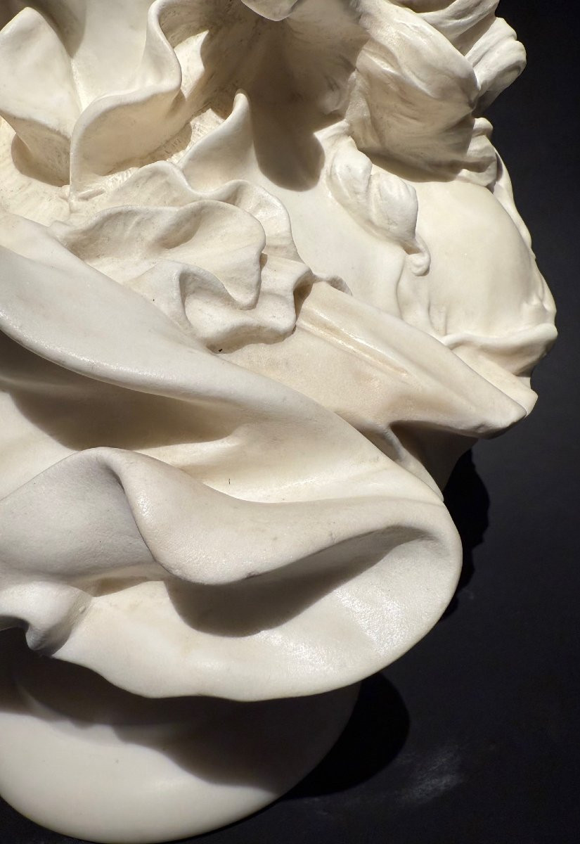 Carrara Marble Bust Of Corneille Van Clève, After Jean-jacques Caffieri (1725-1792).-photo-8