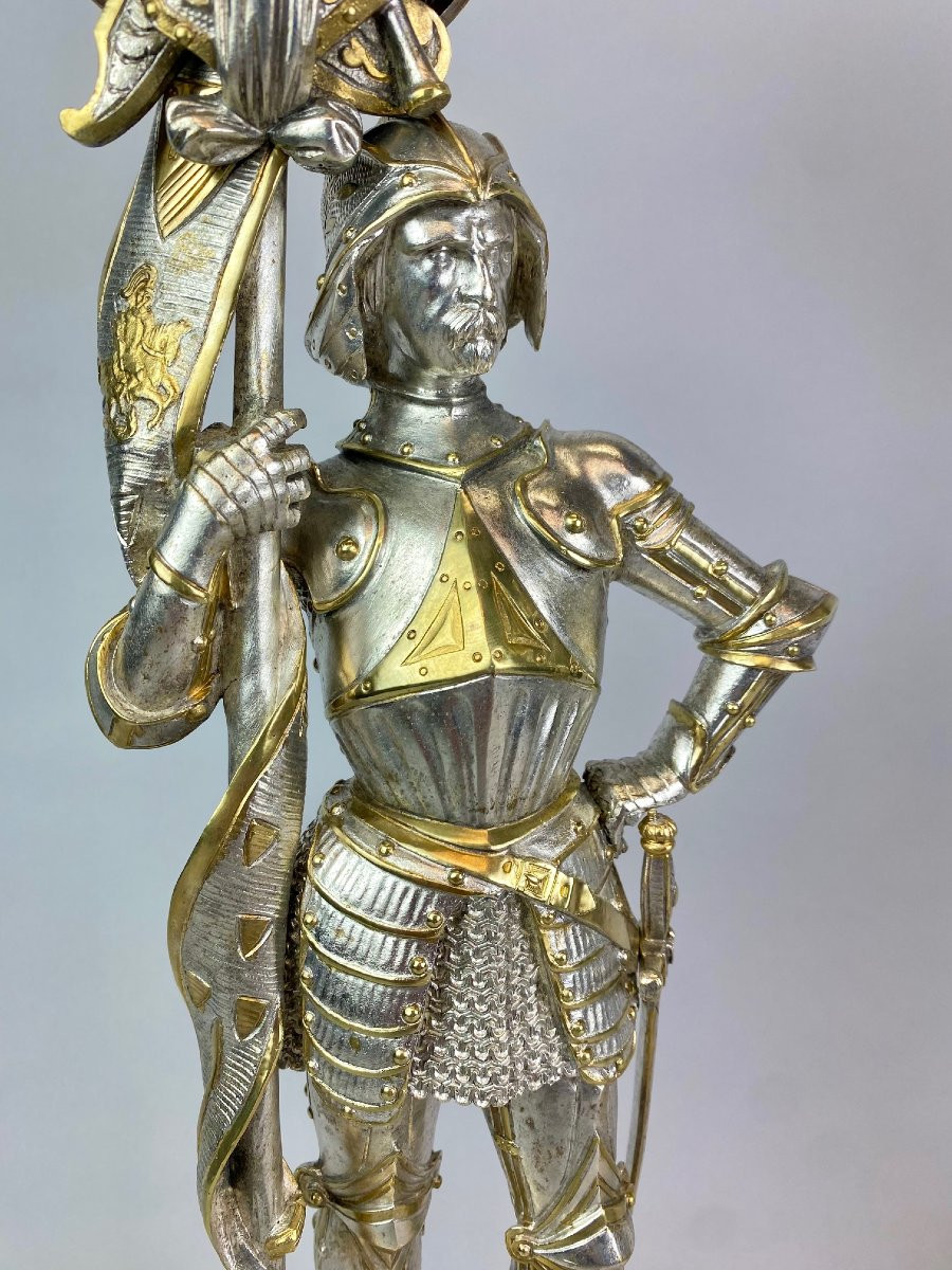 Pair Of Napoleon III Candelabras In Gilded And Silvered Bronze, 19th Century.-photo-3