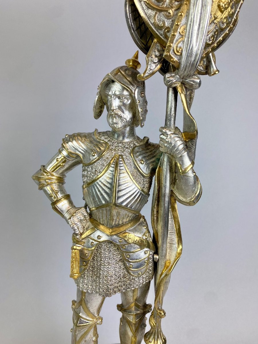 Pair Of Napoleon III Candelabras In Gilded And Silvered Bronze, 19th Century.-photo-4