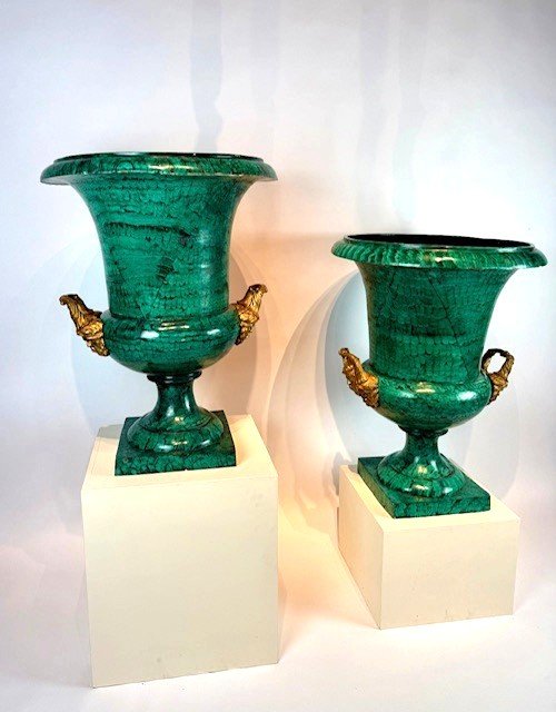 Paire de grands vases Médicis en bronze, Grand Tour-photo-2