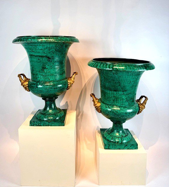 Paire de grands vases Médicis en bronze, Grand Tour-photo-1