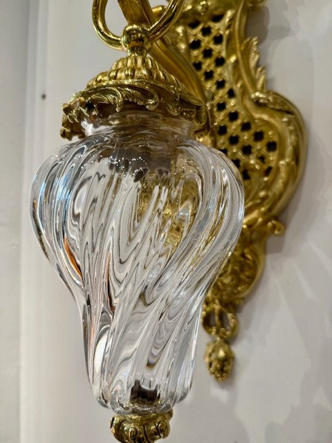Pair Of Louis XV Style Gilt Bronze Sconces-photo-6