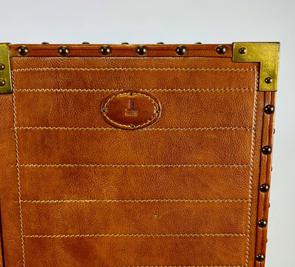 Leather Wardrobe Trunk By Lancetti, 20th Century.-photo-1