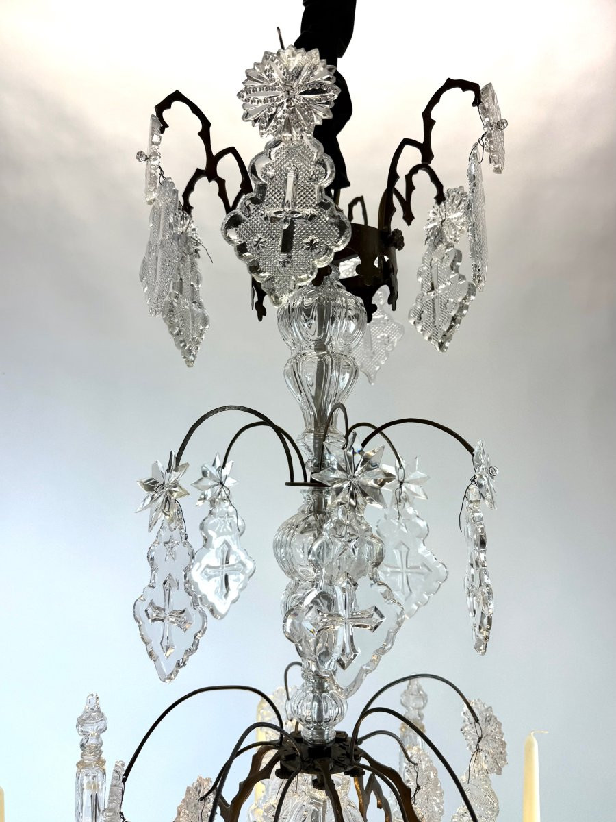 Important Lustre Cage D’église En Cristal Taillé avec une belle provenance.-photo-2