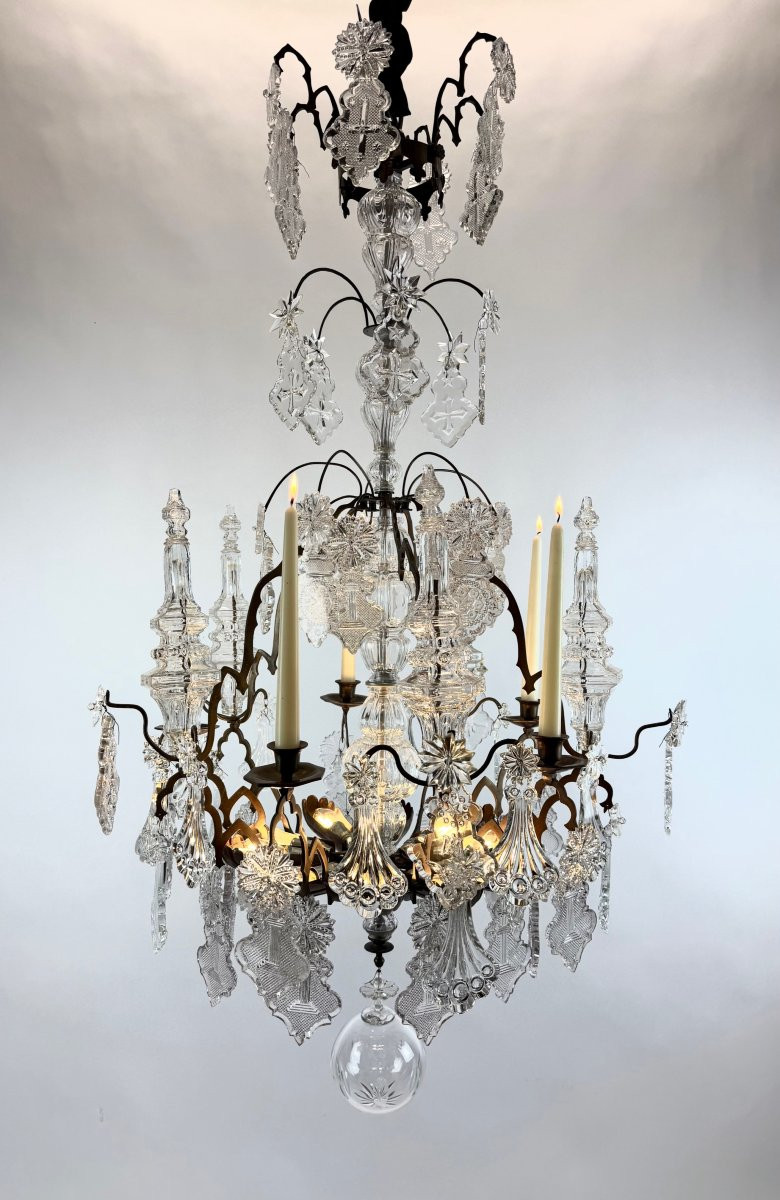 Important Lustre Cage D’église En Cristal Taillé avec une belle provenance.-photo-4