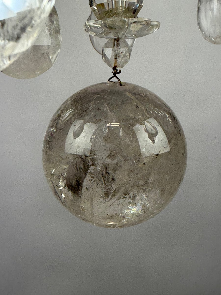 Lustre en métal doré et cristal de roche-photo-2