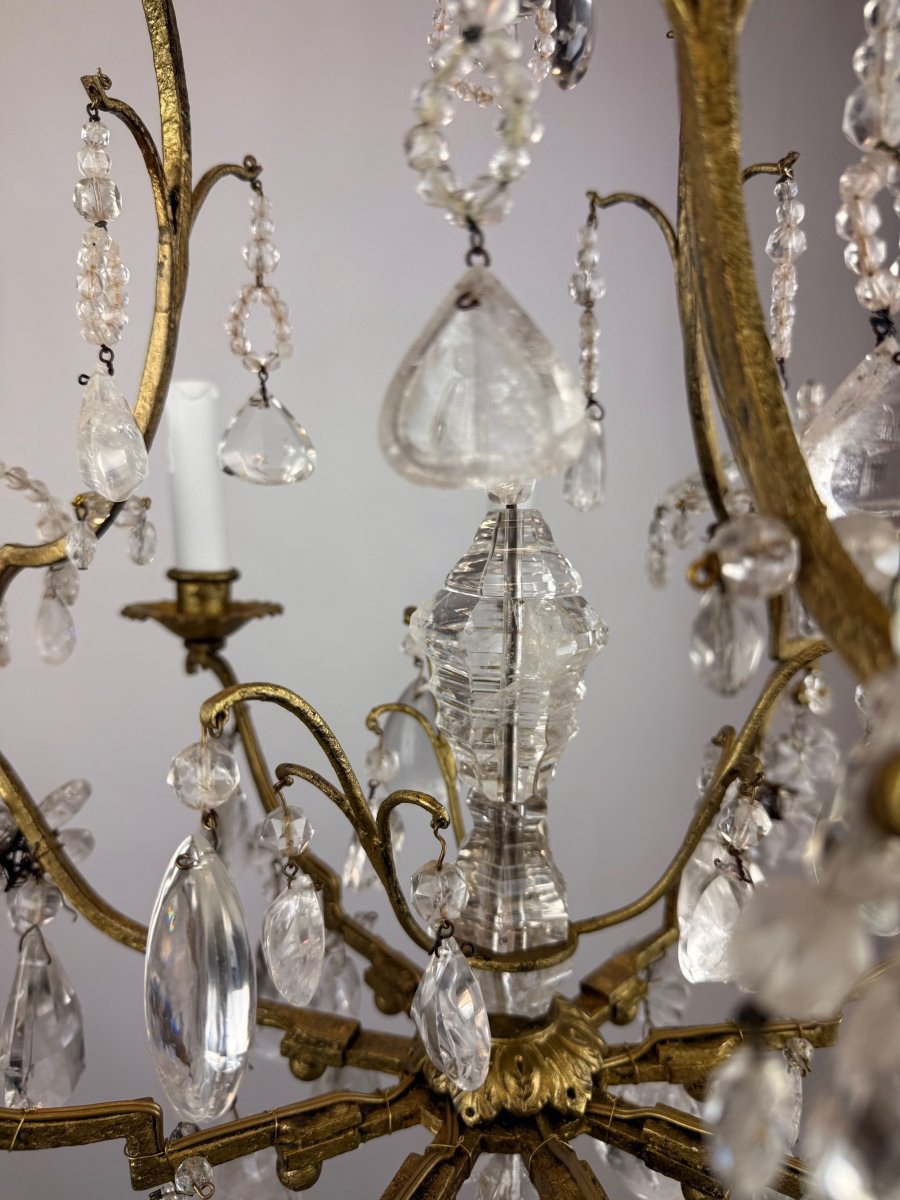 Lustre en métal doré et cristal de roche-photo-5