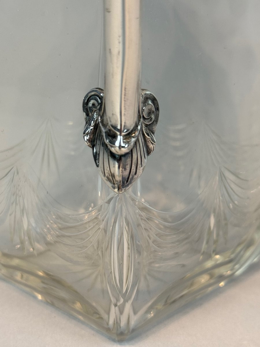 Pair Of Art Nouveau Glass Decanters With Silver Mounts. Russian Assay Mark (1899-1908).-photo-1