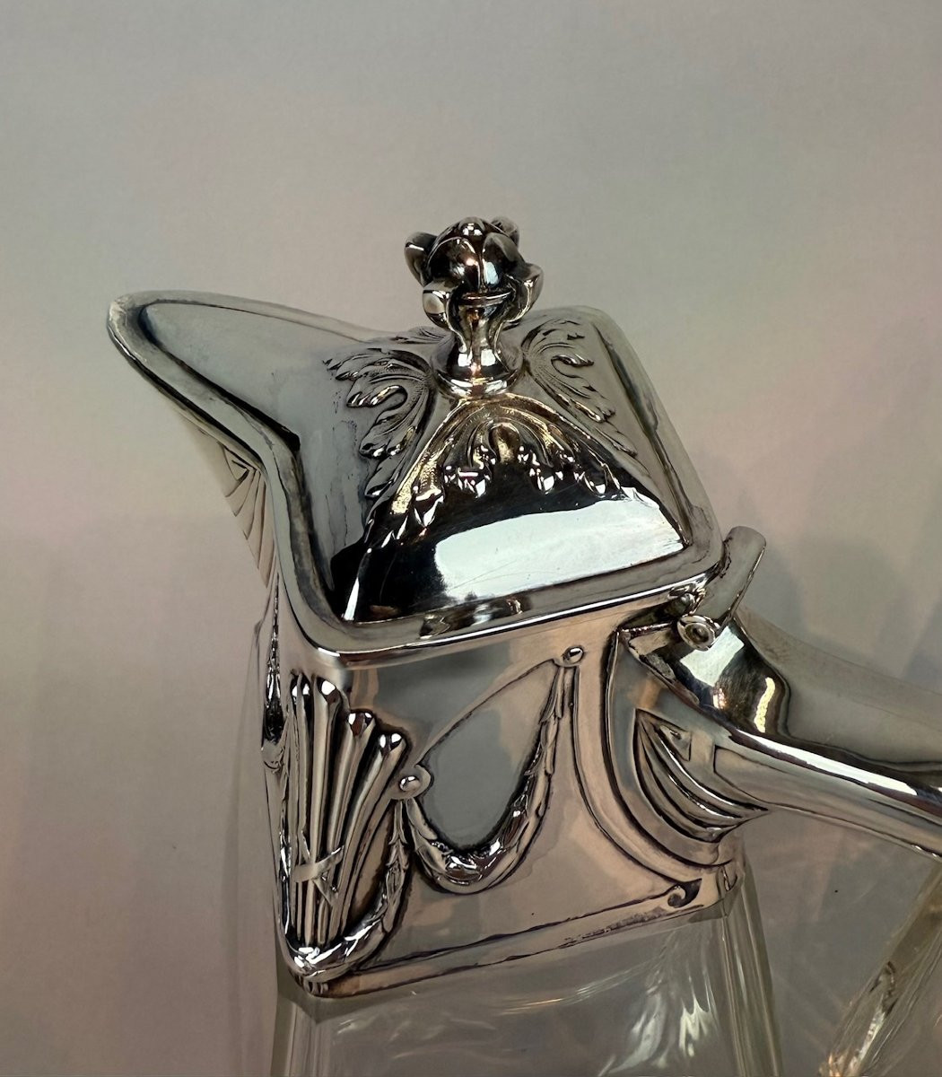 Pair Of Art Nouveau Glass Decanters With Silver Mounts. Russian Assay Mark (1899-1908).-photo-3