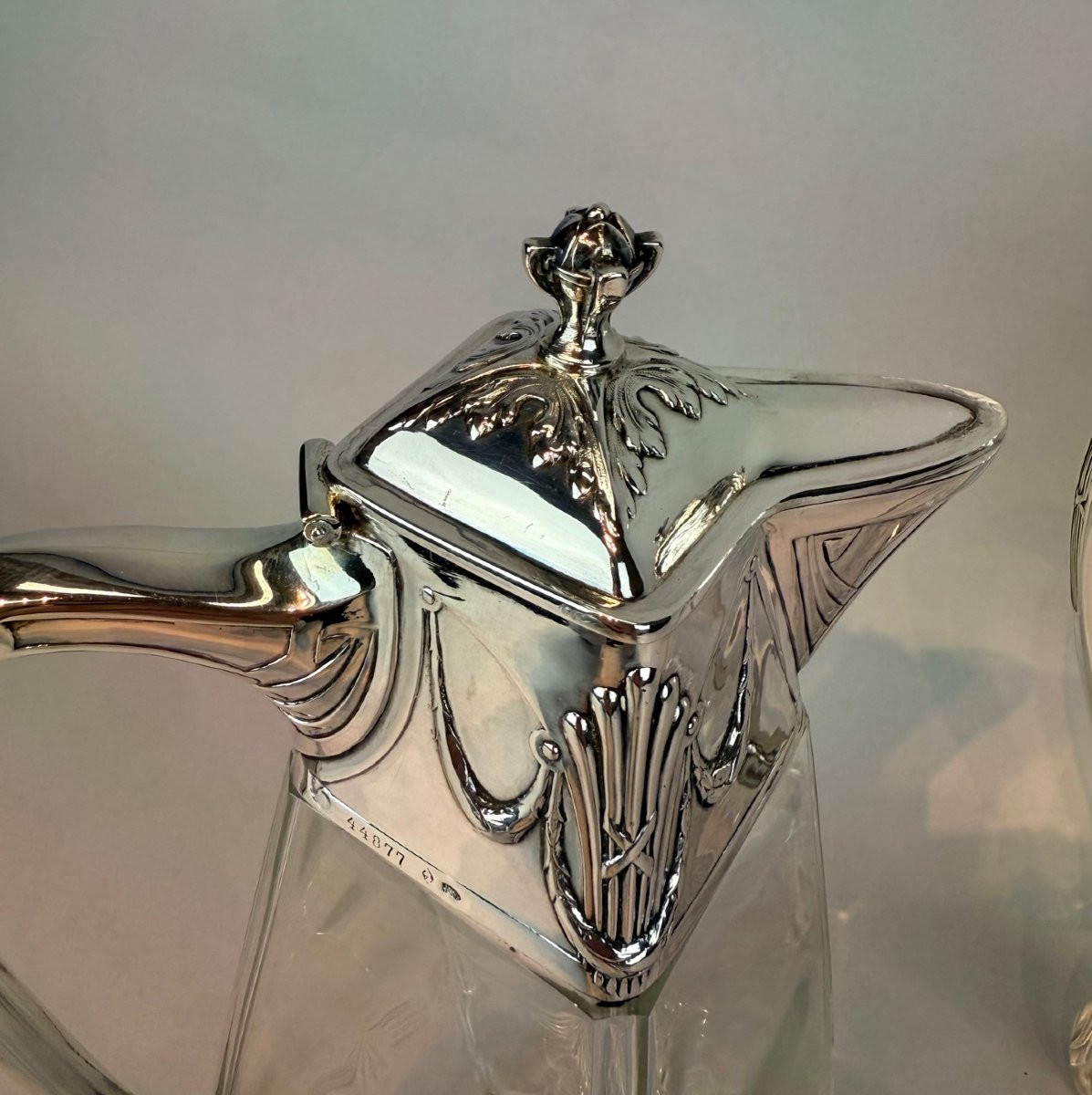 Pair Of Art Nouveau Glass Decanters With Silver Mounts. Russian Assay Mark (1899-1908).-photo-7