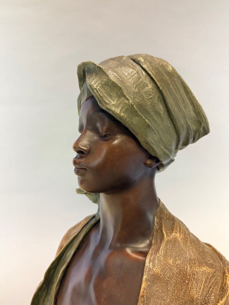 Terracotta Bust Of A Young Nubian, Goldscheider, Austrian Work 19th Century.-photo-5