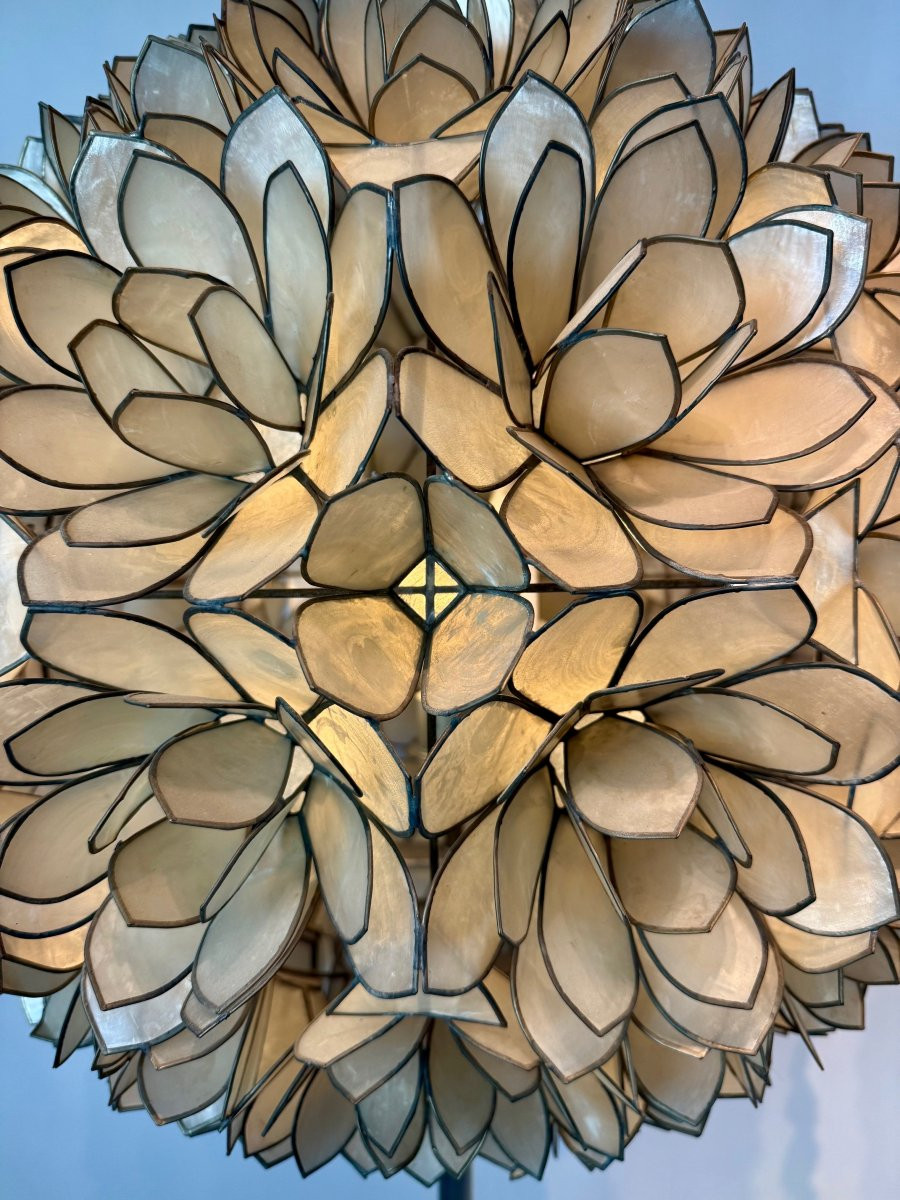 Paire de  lampadaires en forme de fleur de lotus, en nacre  par Rausch Beleuchtung-photo-4