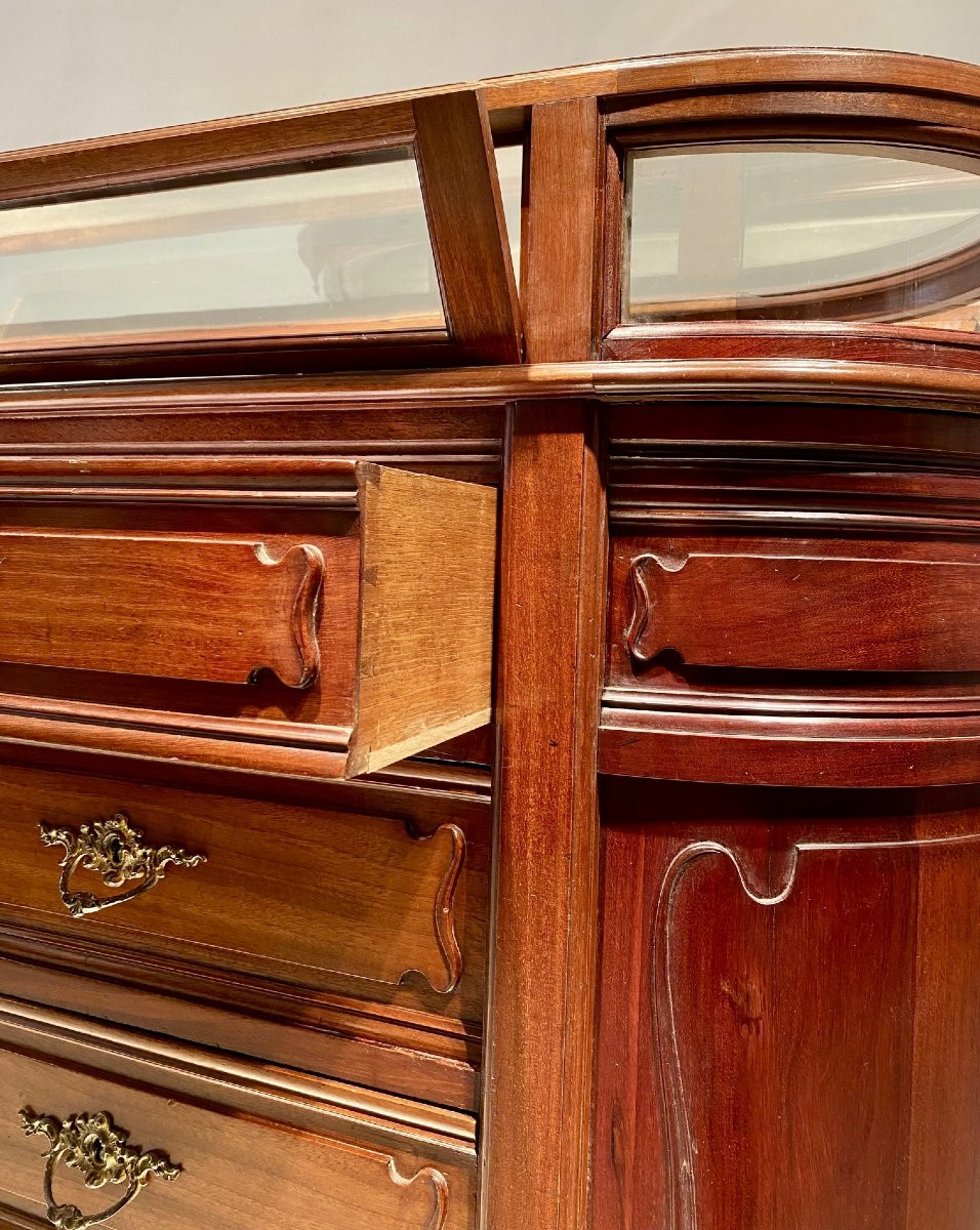 Pair Of Art Nouveau Mahogany Display Counters, France, Circa 1900-photo-3