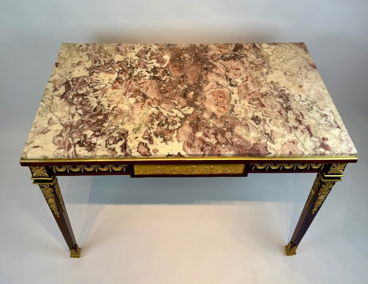 Table à écrire de style Louis XVI en acajou et bronze doré-photo-6