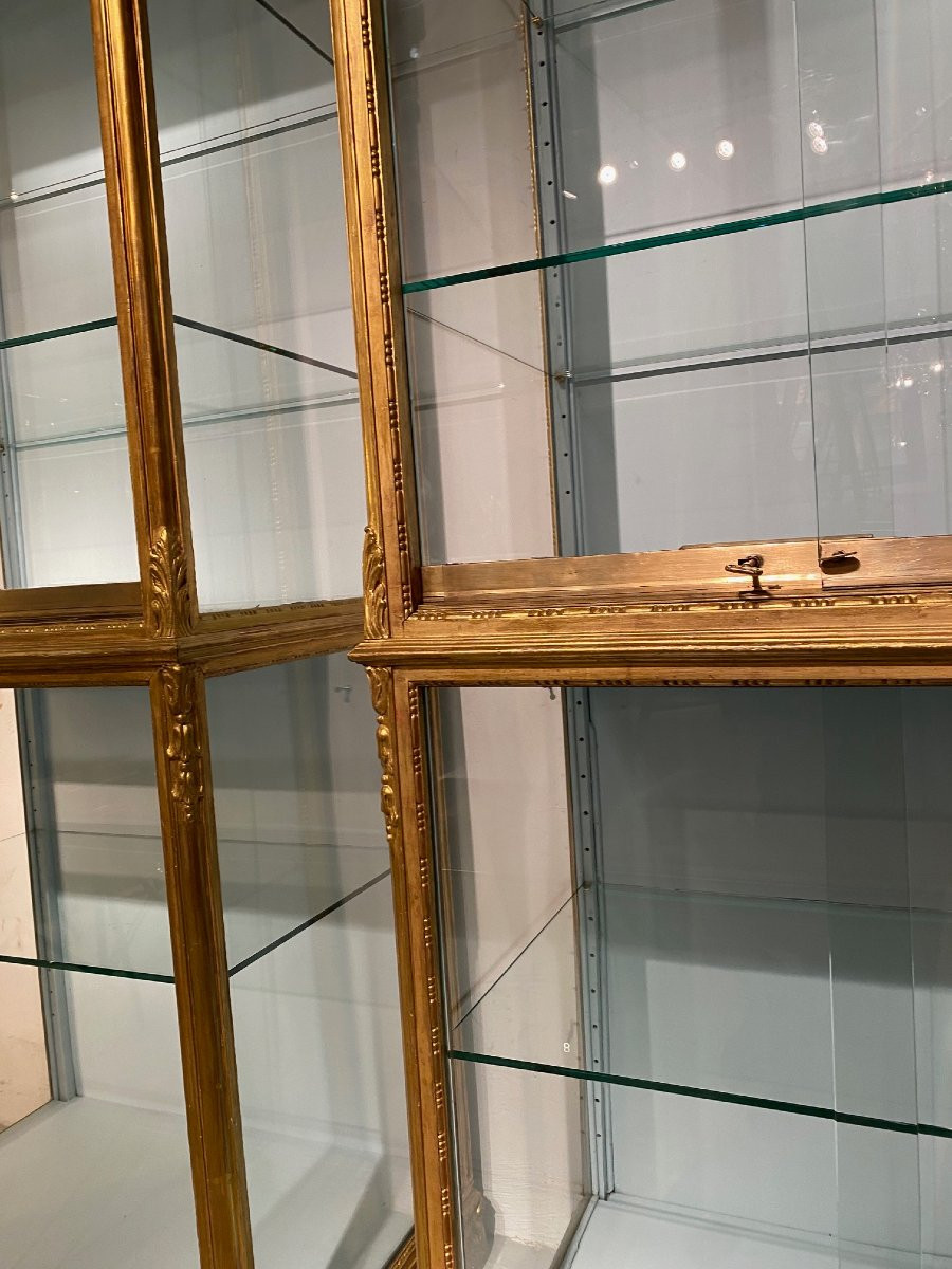 Pair Of Gilded Wooden Display Cabinets. -photo-7