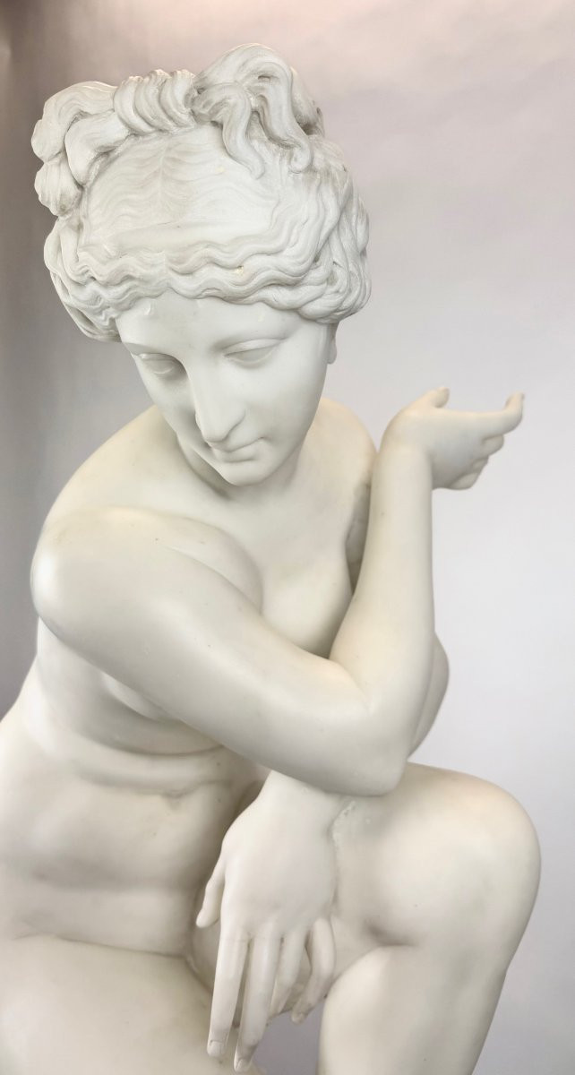Sculpture In Carrara Bianco Marble, Venus, By Ferdinando Vichi-photo-2