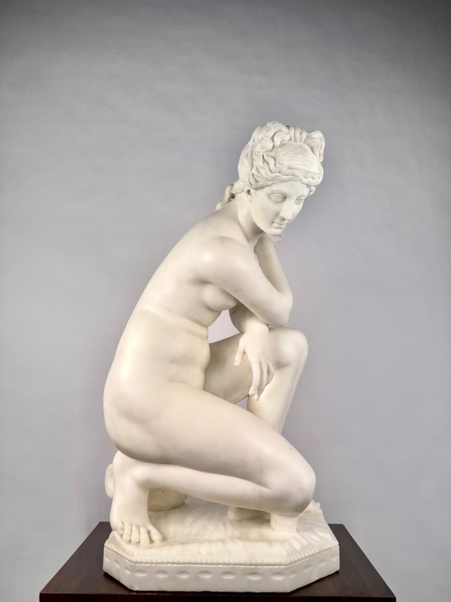 Sculpture In Carrara Bianco Marble, Venus, By Ferdinando Vichi-photo-3