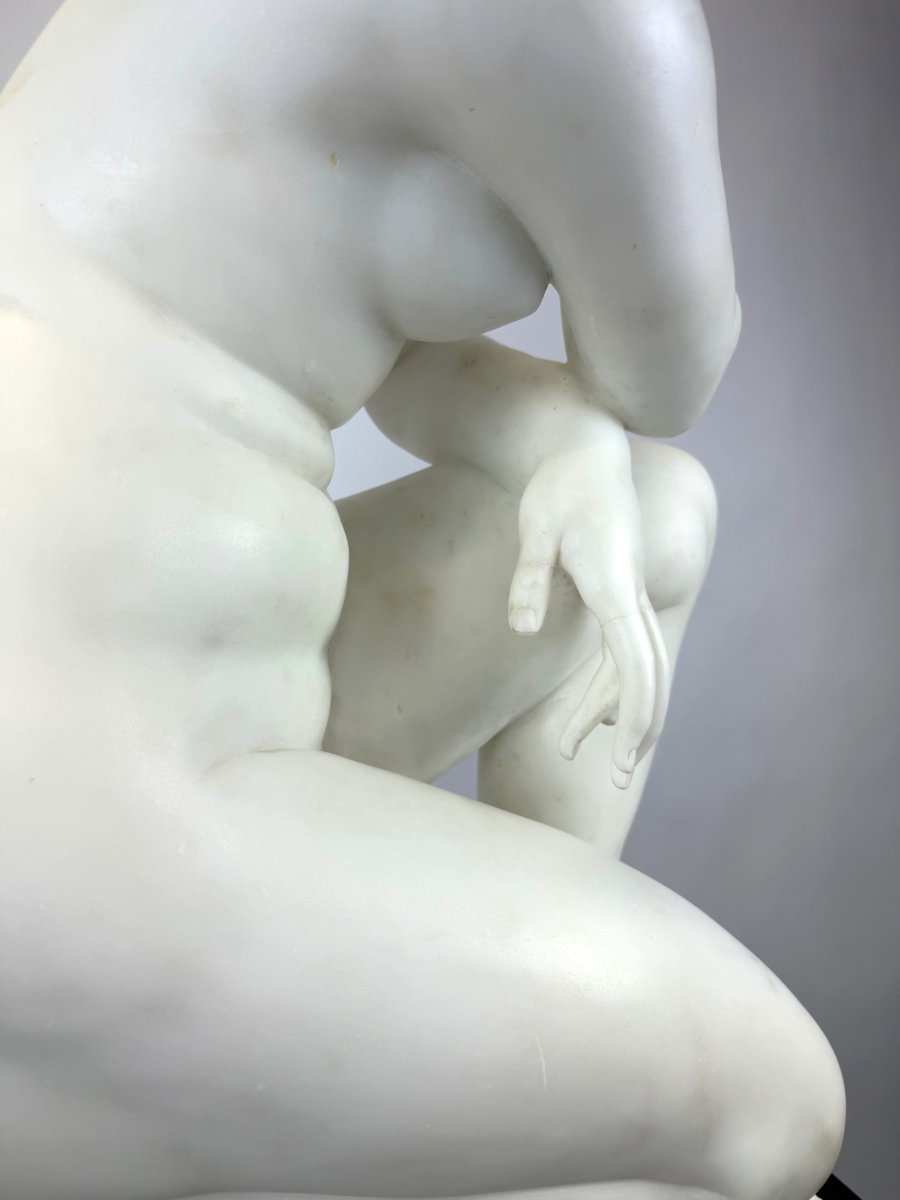 Sculpture In Carrara Bianco Marble, Venus, By Ferdinando Vichi-photo-2