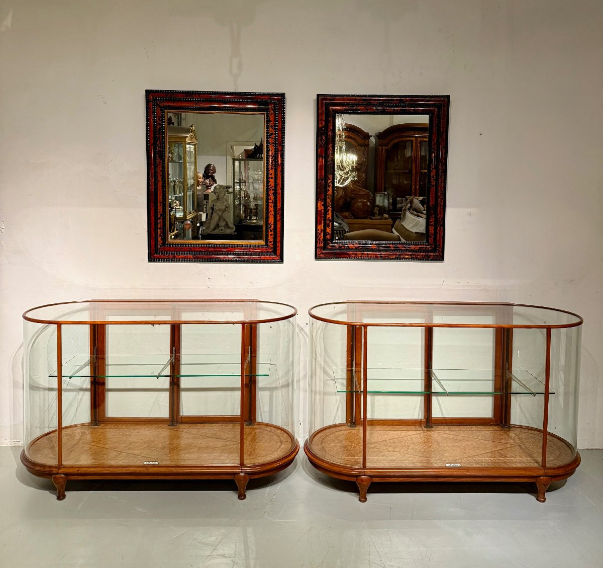 Pair Of Art Deco Mahogany Shop Display Cases / Counters-photo-2