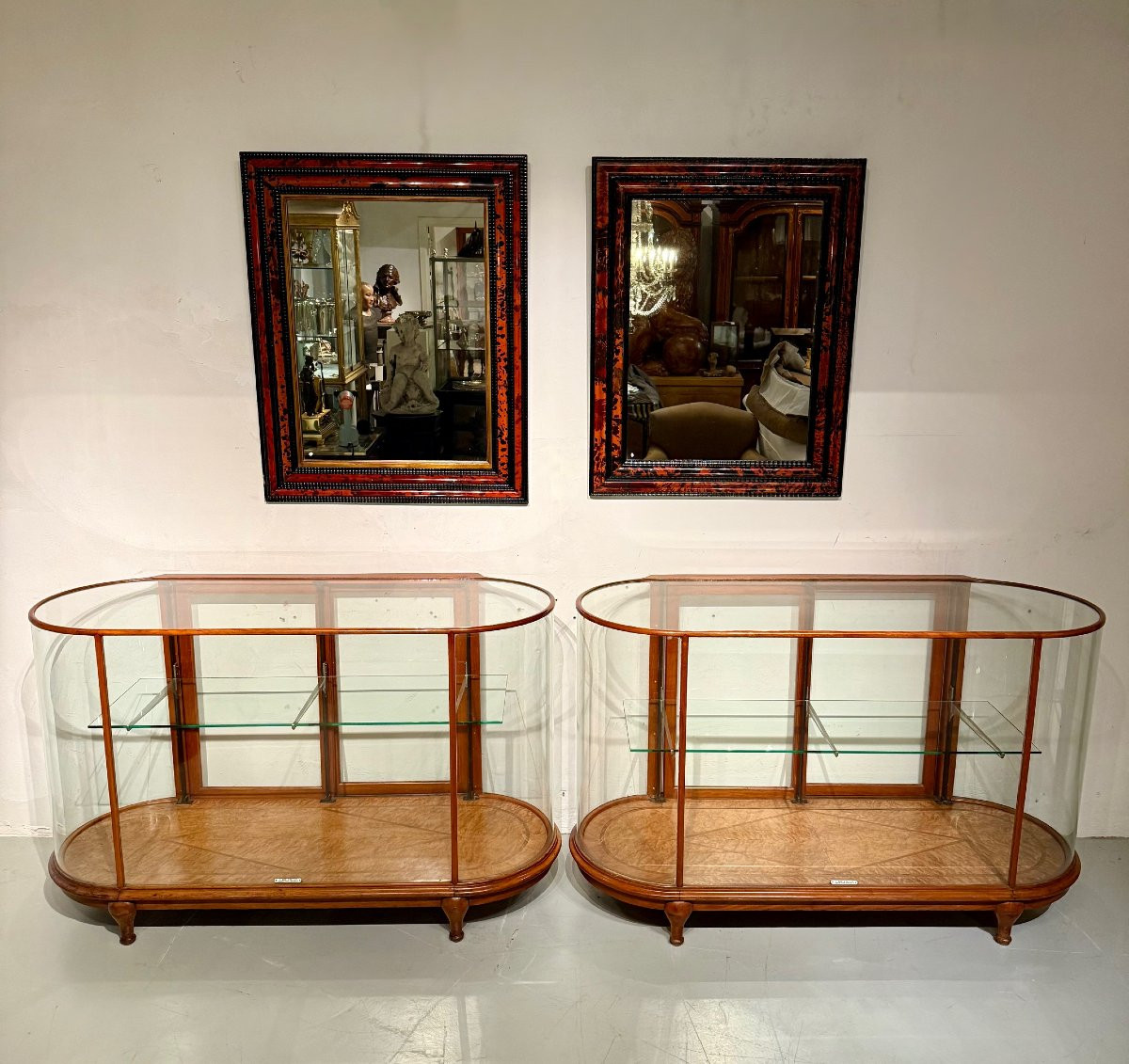 Pair Of Art Deco Mahogany Shop Display Cases / Counters-photo-3