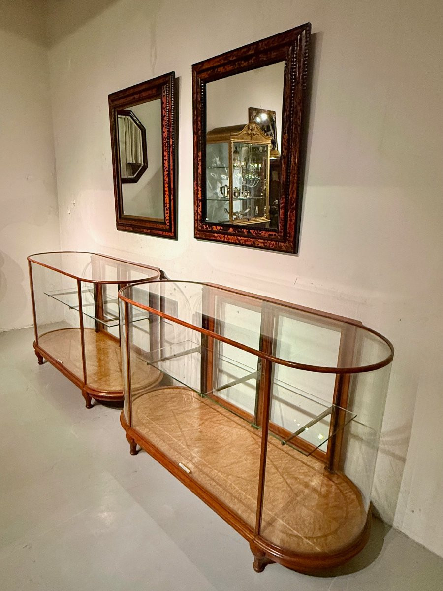 Pair Of Art Deco Mahogany Shop Display Cases / Counters-photo-2