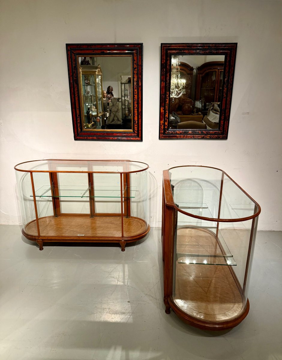 Pair Of Art Deco Mahogany Shop Display Cases / Counters-photo-3