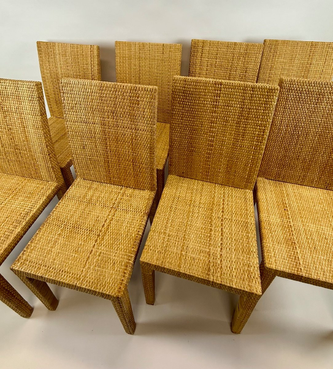 Jean-michel Frank And Adolphe Chanaux, Set Of 8 Chairs.-photo-3