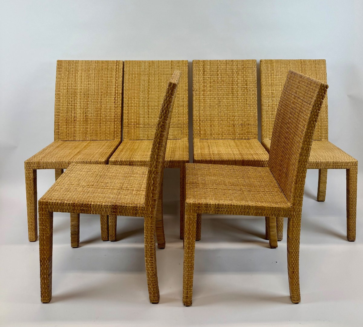 Jean-michel Frank And Adolphe Chanaux, Set Of 8 Chairs.-photo-2