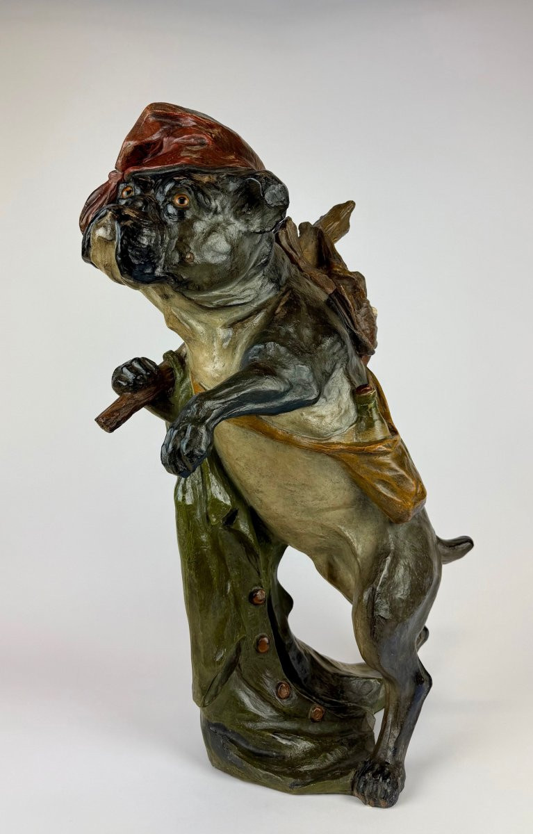  Bouledogue en terre cuite, Autriche, début du XXe siècle-photo-2