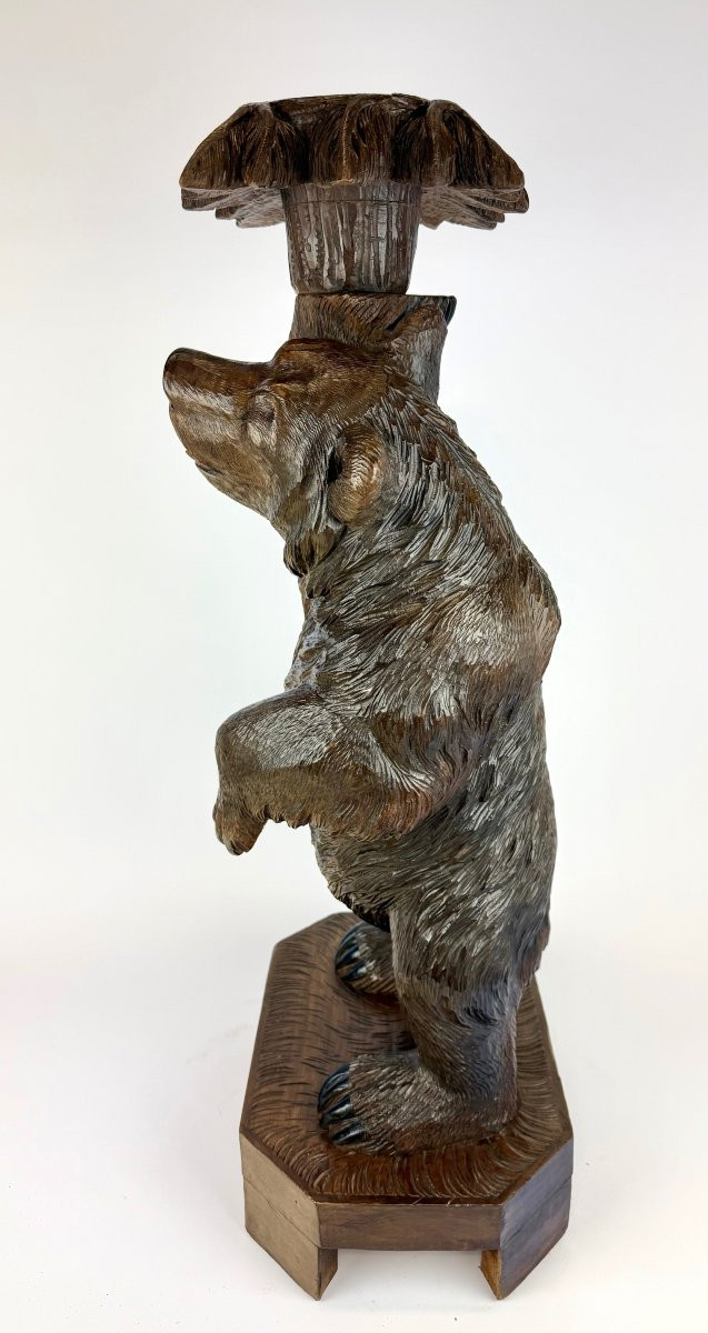 Black Forest Bear Wooden Plant Stand/plant Holder-photo-2