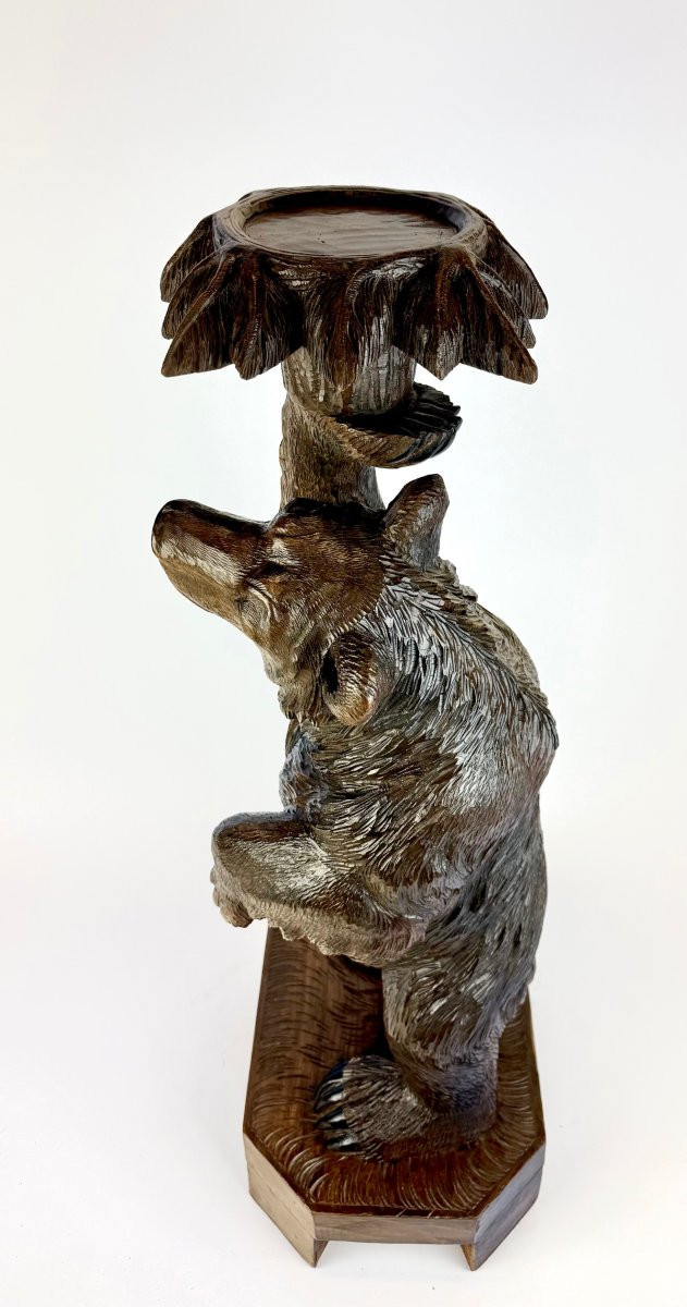 Black Forest Bear Wooden Plant Stand/plant Holder-photo-3