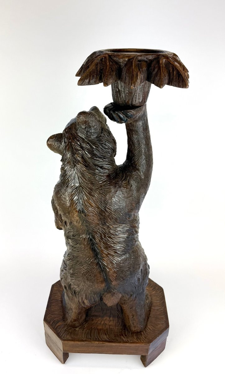 Black Forest Bear Wooden Plant Stand/plant Holder-photo-1