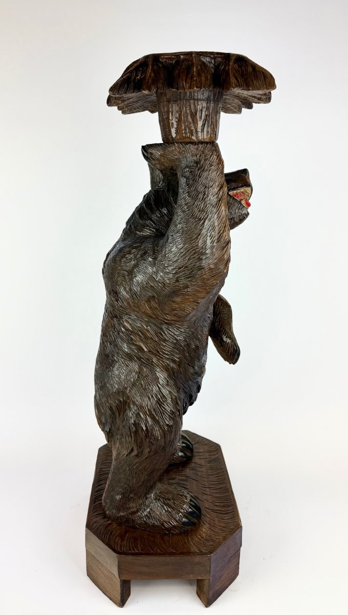 Black Forest Bear Wooden Plant Stand/plant Holder-photo-2