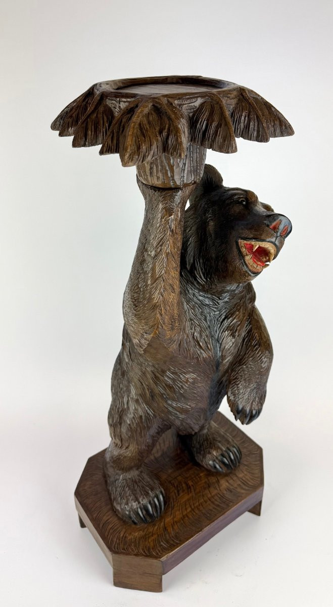 Black Forest Bear Wooden Plant Stand/plant Holder-photo-3