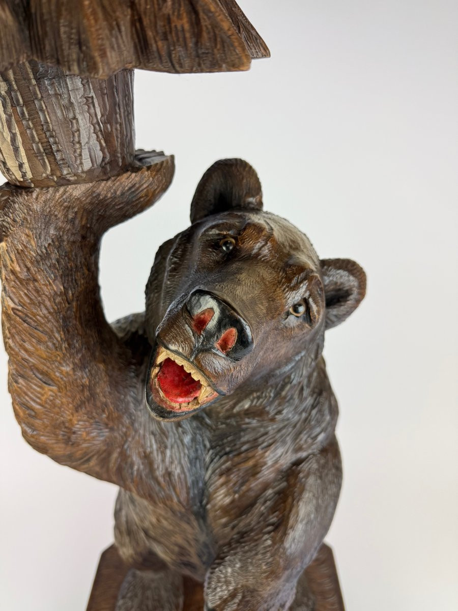 Black Forest Bear Wooden Plant Stand/plant Holder-photo-4