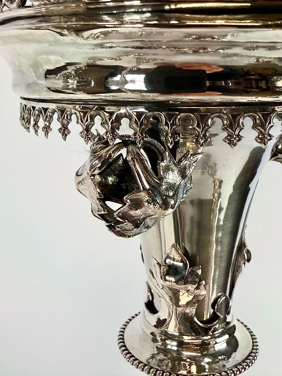 Set Of Four Monumental 19th-century Solid Silver Candlesticks-photo-7