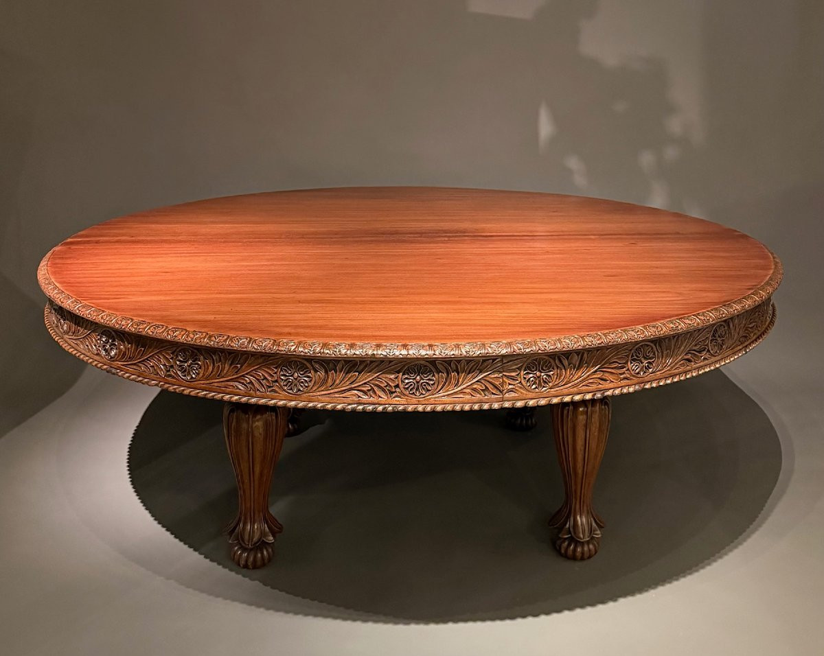 Grande table de salle à manger ronde, du XIXe siècle.-photo-2