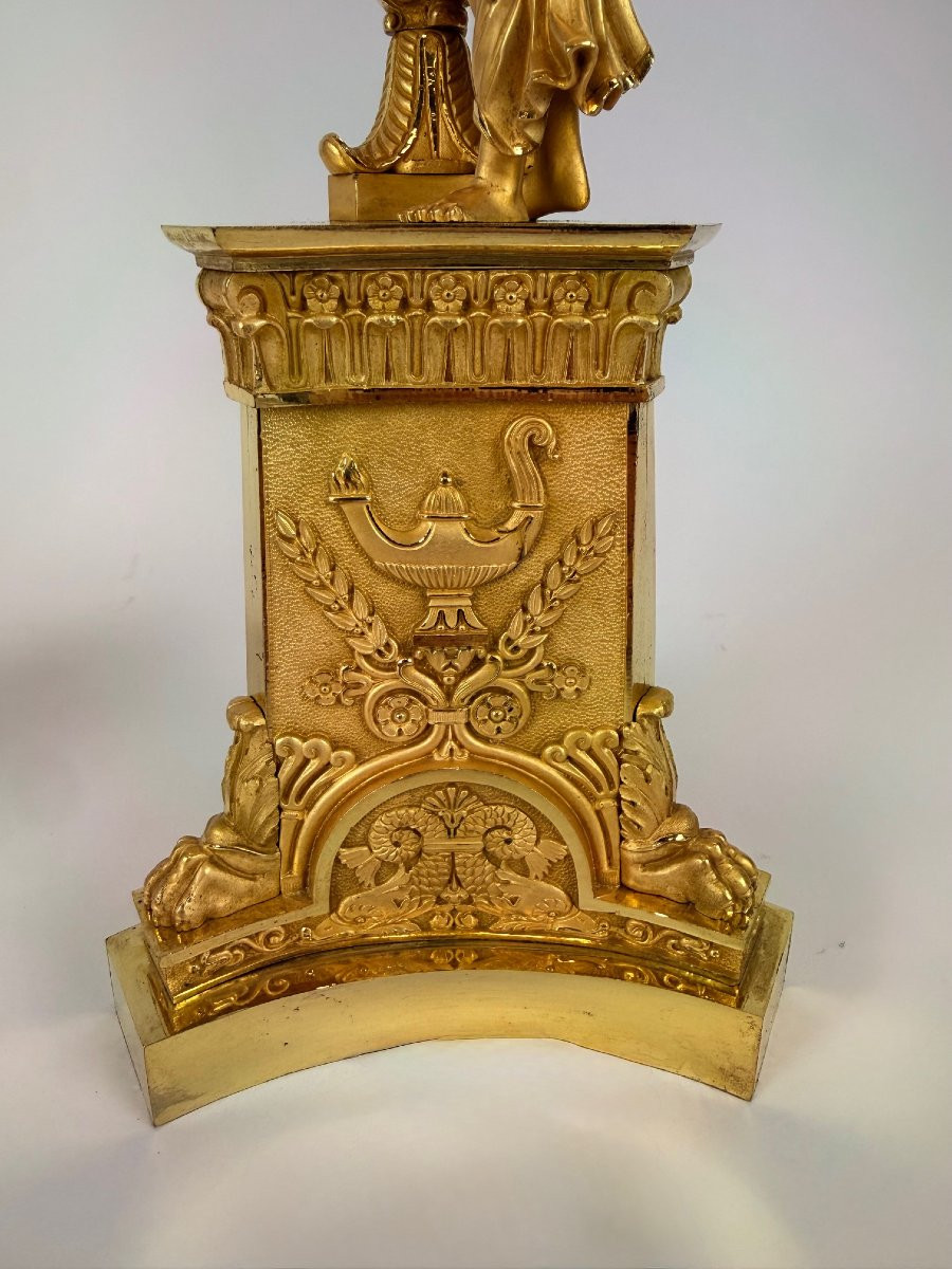 Paire de candélabres Empire en bronze doré, début du XIXe siècle-photo-2