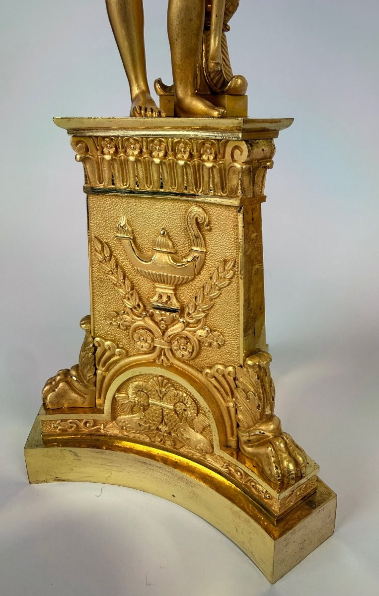 Paire de candélabres Empire en bronze doré, début du XIXe siècle-photo-3