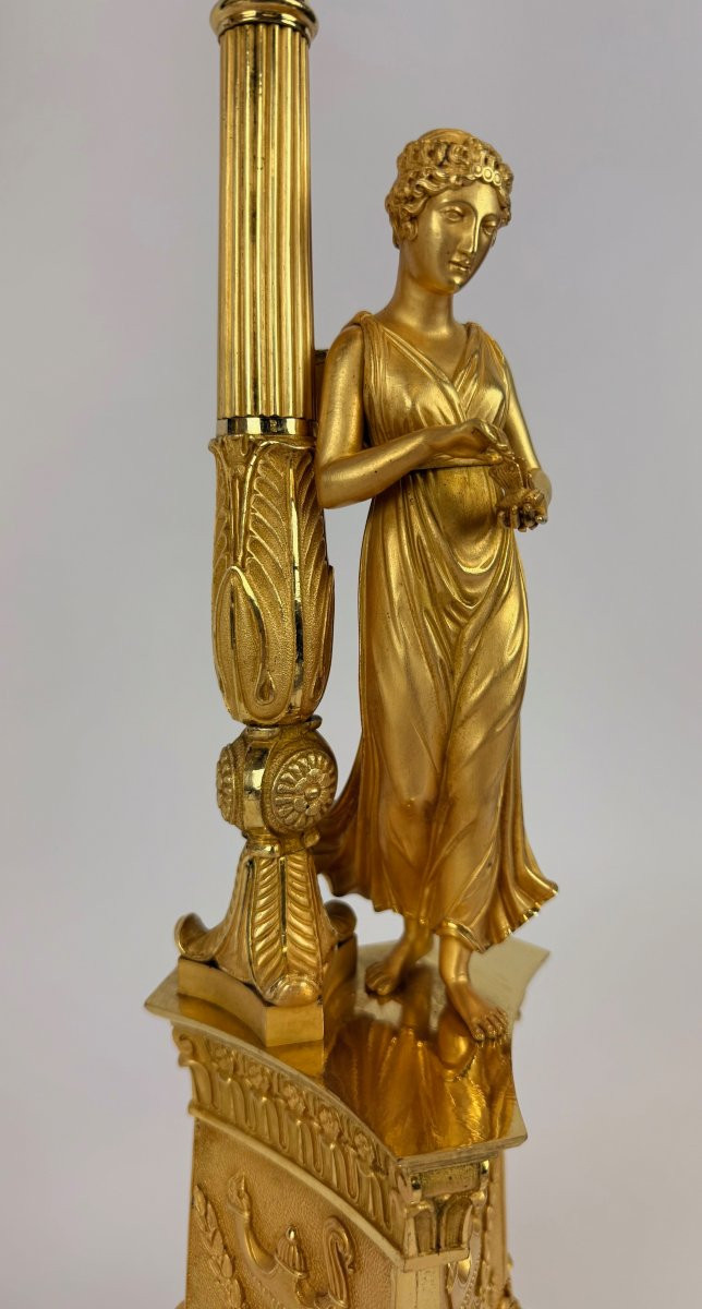 Paire de candélabres Empire en bronze doré, début du XIXe siècle-photo-6