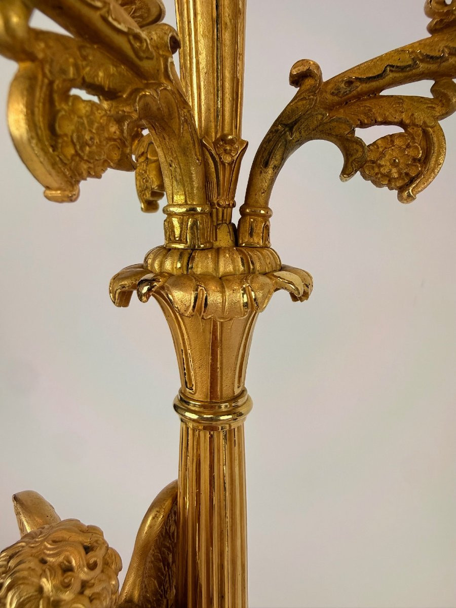 Paire de candélabres Empire en bronze doré, début du XIXe siècle-photo-7