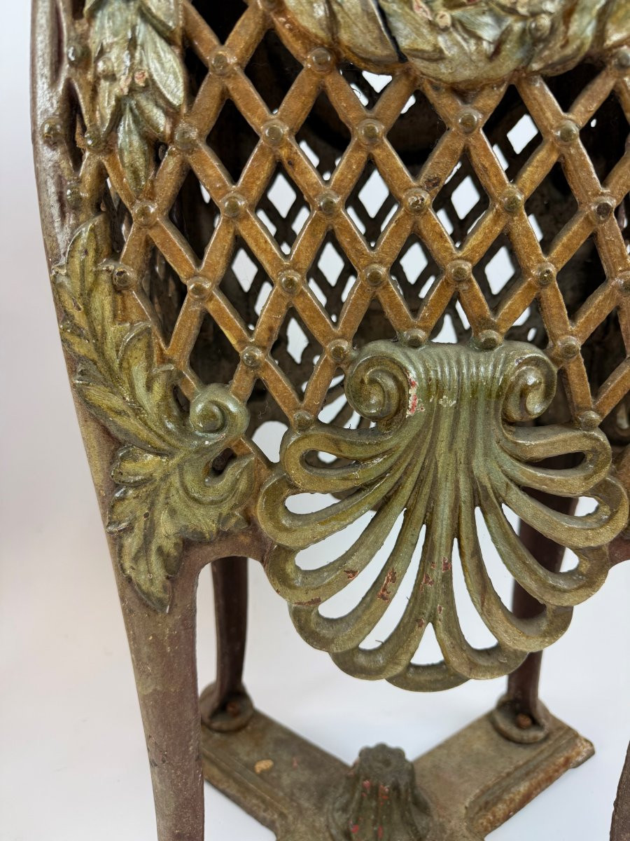 Pair Of Cast Iron Fifth Wheels - Original Polychromy.-photo-3
