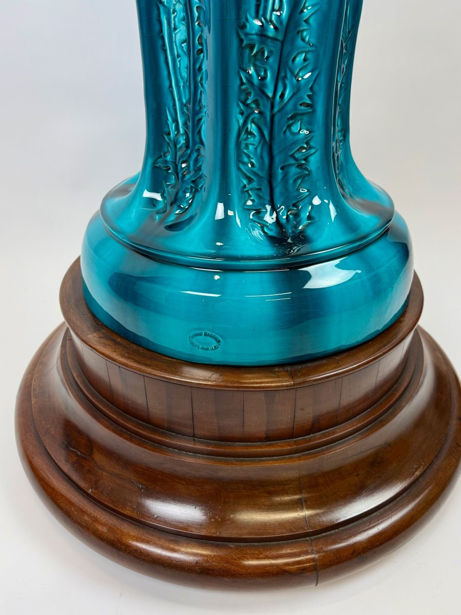 Clément Massier colonne et vase en faience -photo-2