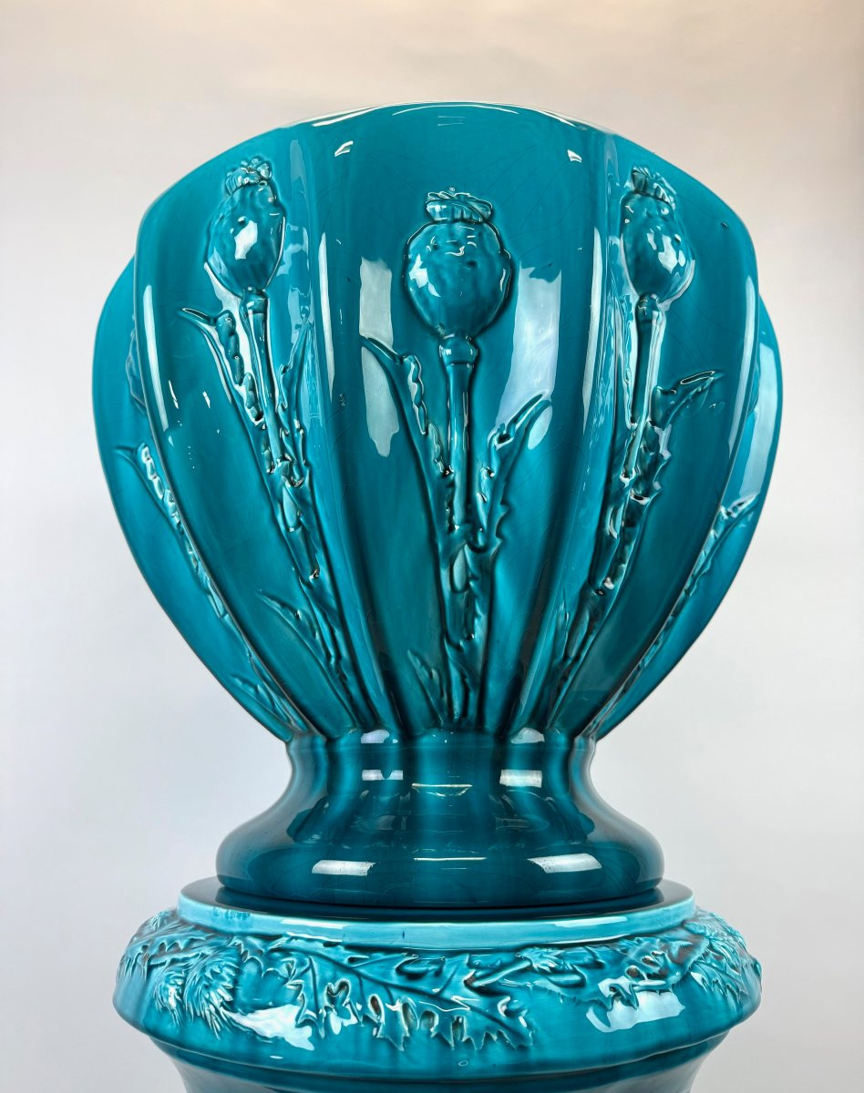 Clément Massier colonne et vase en faience -photo-4
