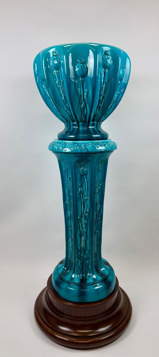 Clément Massier colonne et vase en faience 