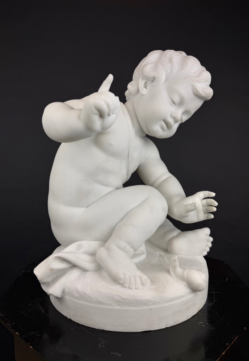 Carrara Marble Sculpture Of Cupid / Putto-photo-4