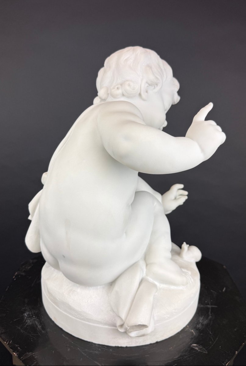 Carrara Marble Sculpture Of Cupid / Putto-photo-2