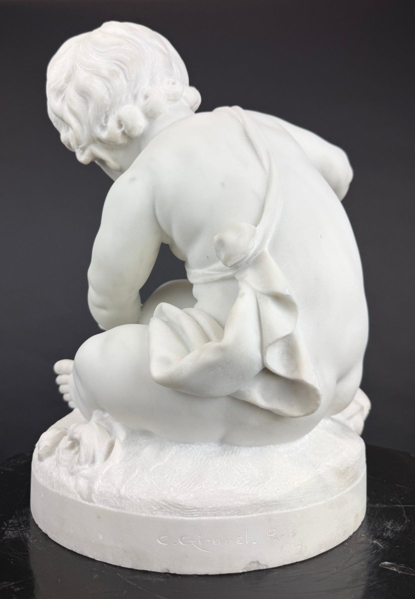 Carrara Marble Sculpture Of Cupid / Putto-photo-3