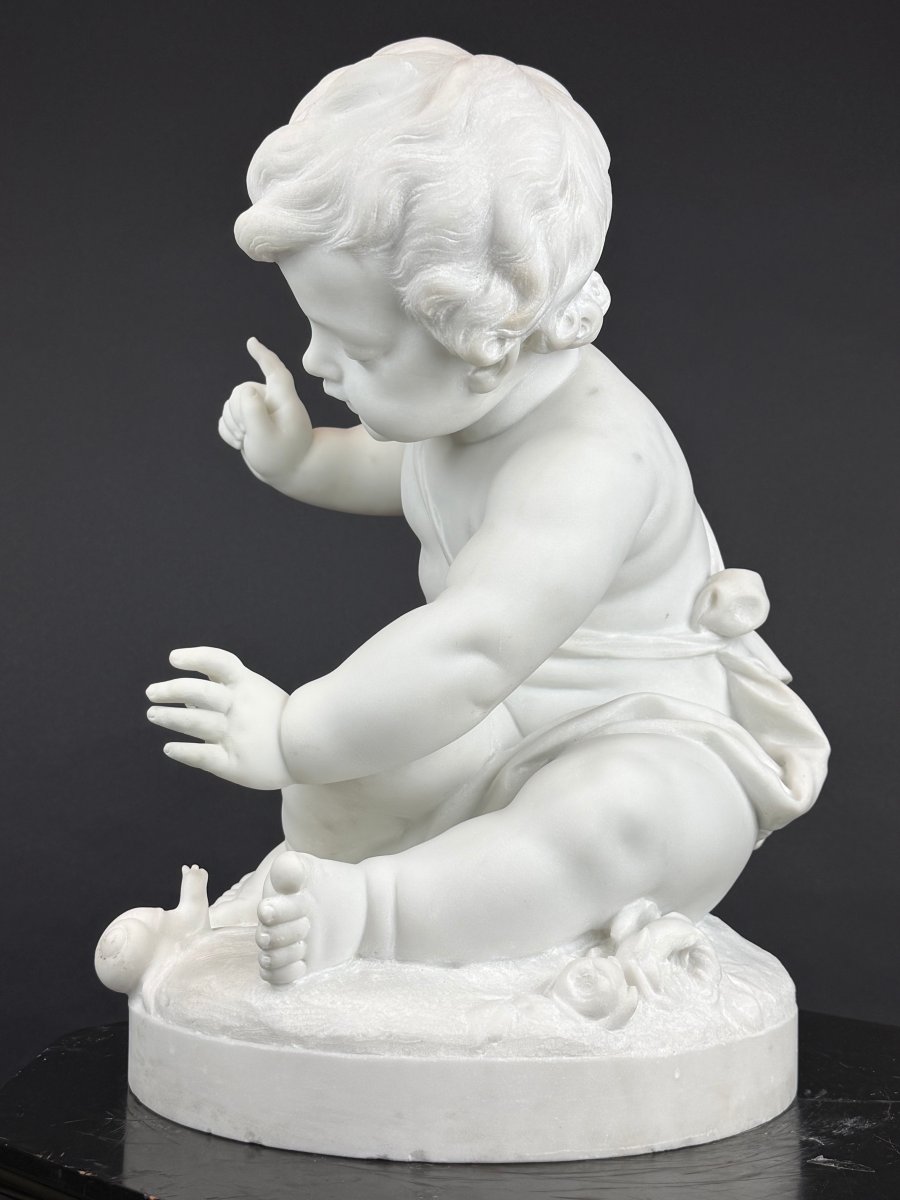Carrara Marble Sculpture Of Cupid / Putto-photo-4
