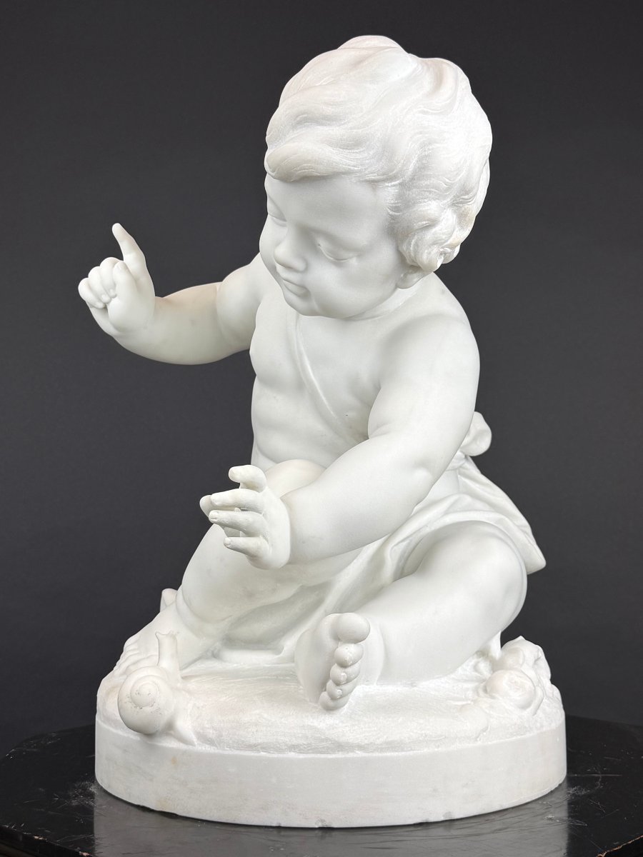 Carrara Marble Sculpture Of Cupid / Putto-photo-5